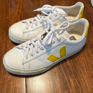 Veja Campo sneakers, white with acid yellow, leather, 39